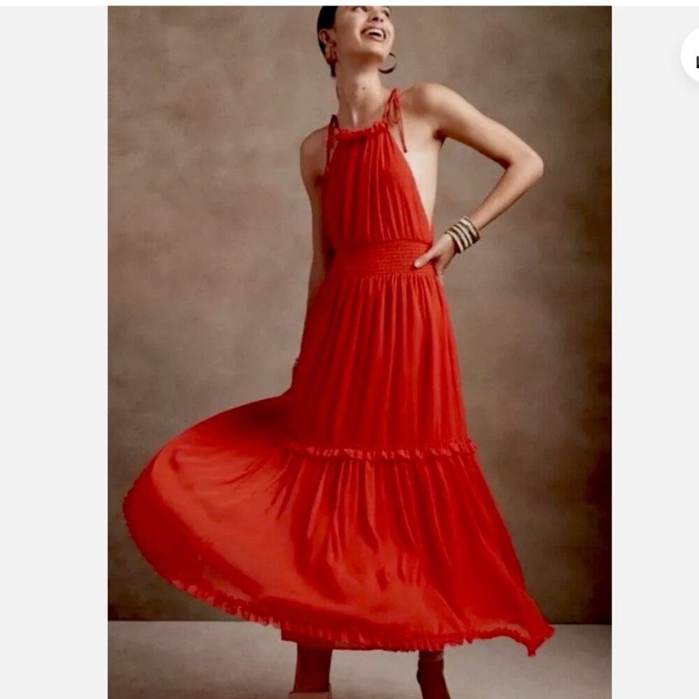 👗Banana Republic Red Sunset Maxi Dress, NWT - L